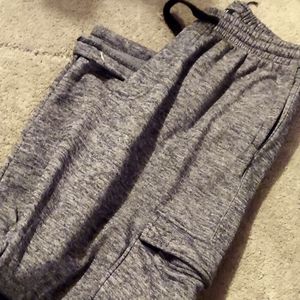 Mens grey cargo "trust" sweat pants